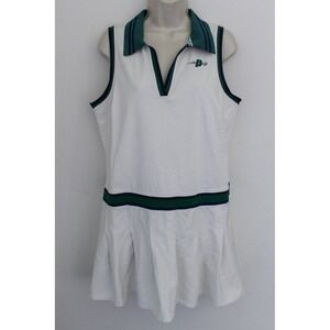 Prince Pickleball Dress Large White Green Pullover Sleeveless Pleated Tennis